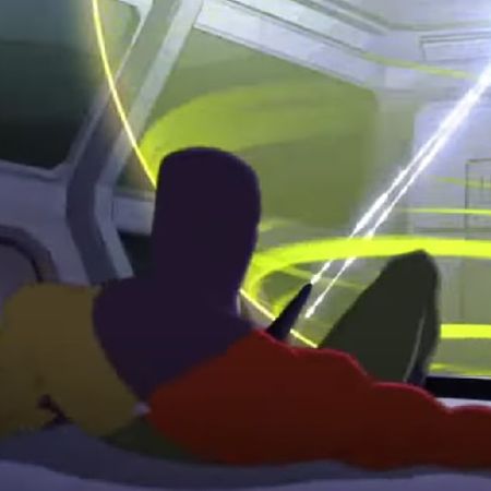 Doctor Spectrum is on the ground looking at a speher yellow ball.